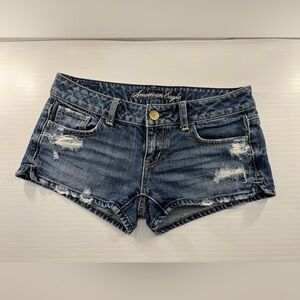 American Eagle Outfitters Low Waisted Jean short shorts size small with rips